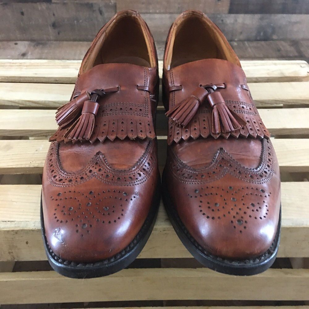 Allen Edmonds Colfax Brown Leather Kilt Tassel Wingtip Loafer Shoe Mens 11.5 AAA - Picture 2 of 9